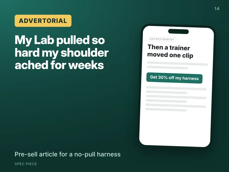 Advertorial for Tandem No-Pull Harness